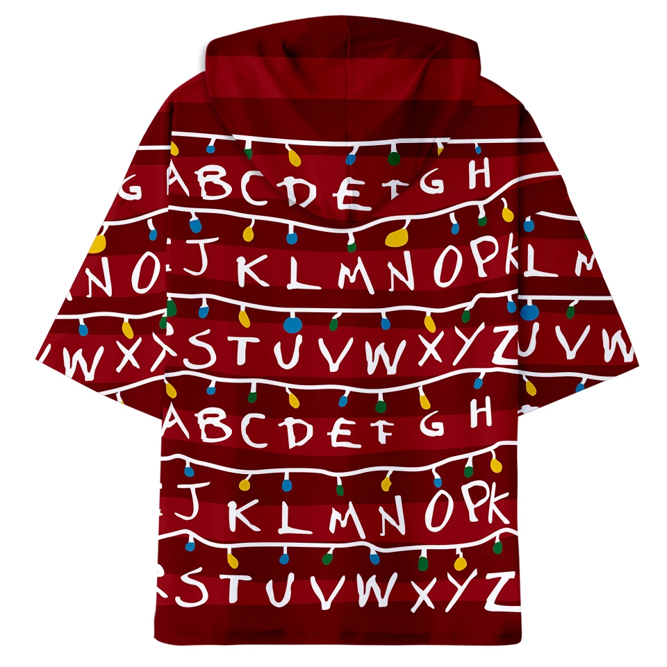 

2019 3D Strange thing Hoodies Short Sleeve Hip Hop Fashion Kpop Casual Summer/Autumn Soft Hoodies Sweatshirts