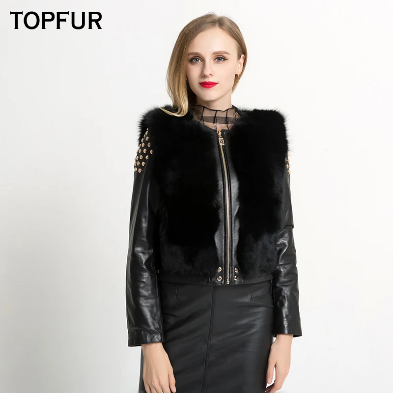TOPFUR Новое Поступление Женское пальто из лисьего меха модная зимняя короткая
