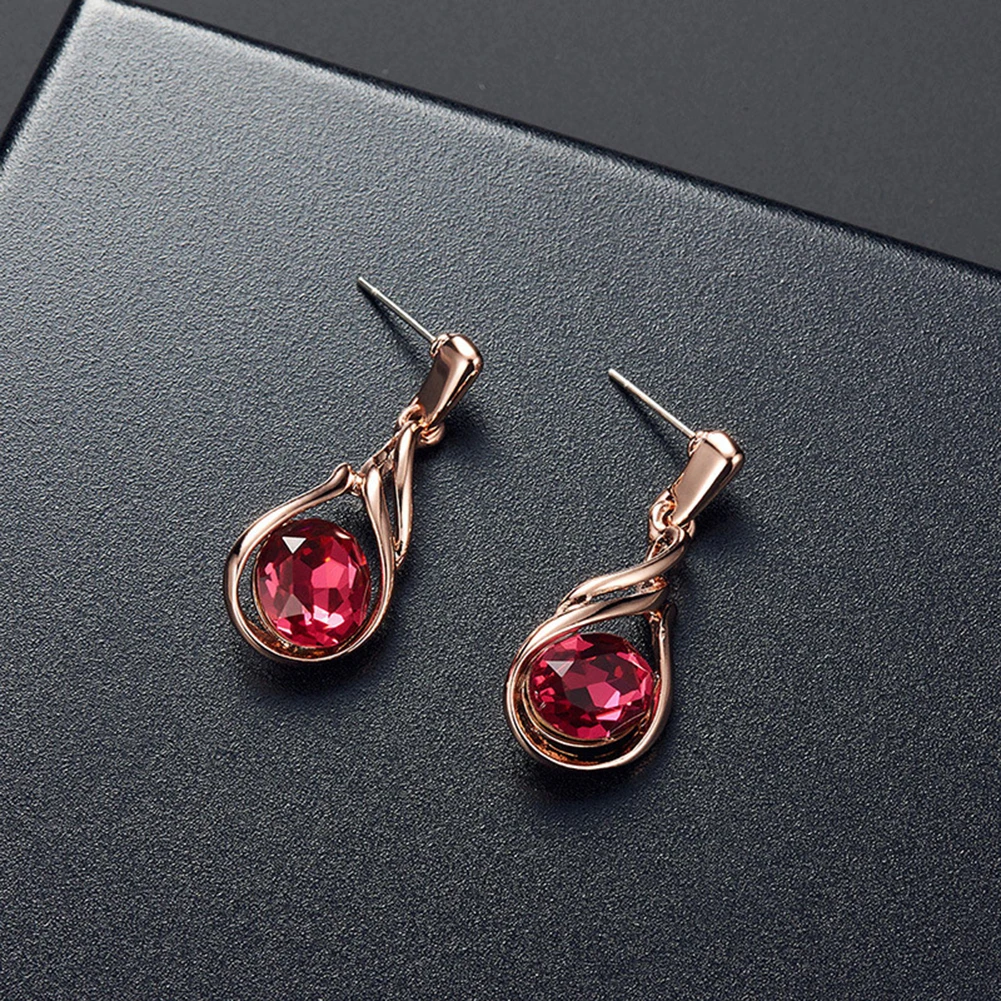 Women Rhinestone Oval Faux Quartz Pendant Ear Stud Earrings Necklace Jewelry Set party engagement New | Украшения и аксессуары