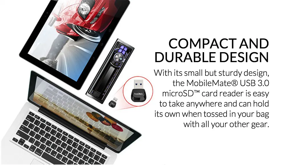 Двойной Флеш накопитель SanDisk Memory Card Reader Mobilemate USB 3 0 считыватель 170 МБ/с. Скорость