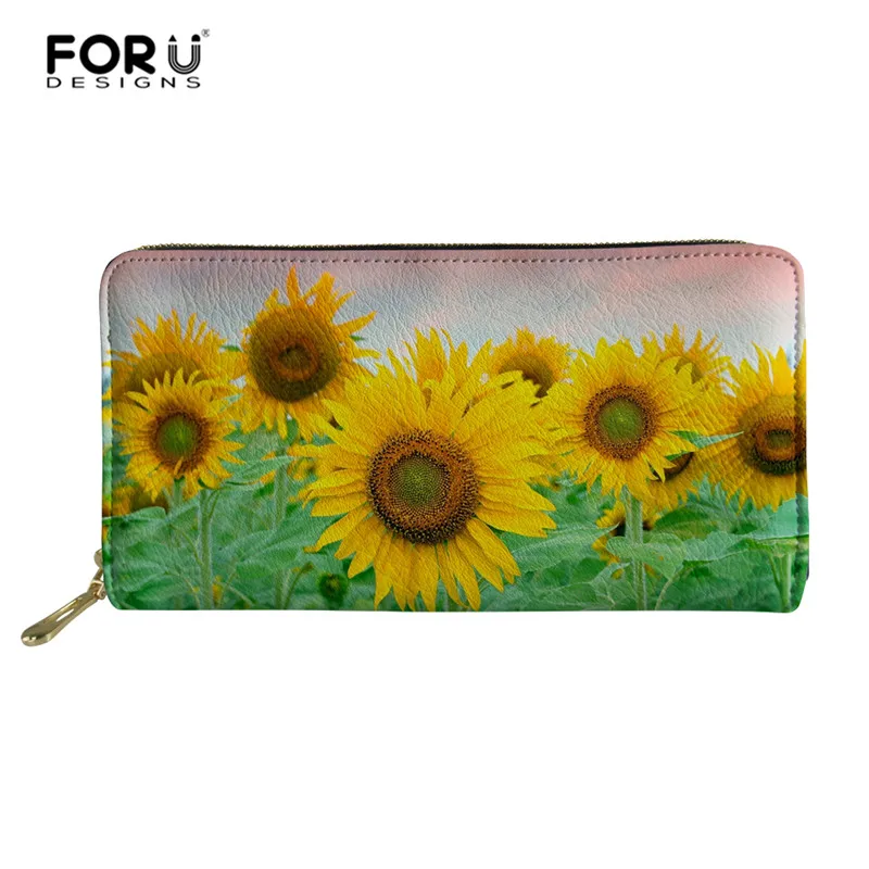 Z3989Z21 FORUDESIGNS/милый женский кошелек, модный дизайн подсолнухов, милый Длинный кошелек, держатель для карт, сумка для монет, Дамский кошелек из искусственной кожи - Цвет: Z3989Z21