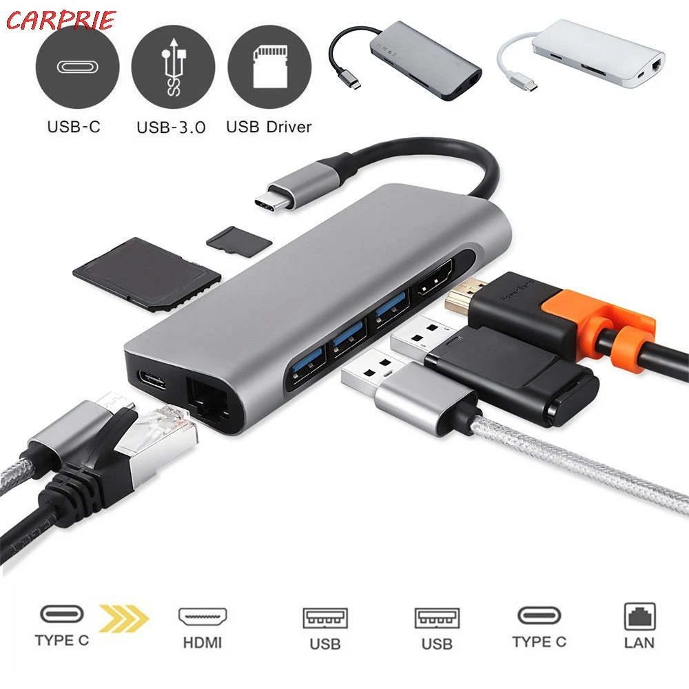 CARPRIE USB C 8 в 1 type мульти 3 0 HDMI RJ45 Ethernet Micro SD TF OTG концентратор 2019 большая акция