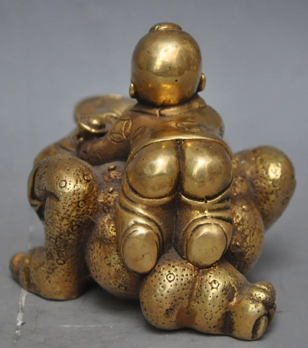 6 &quotКитайский латунный по феншуй медный Liu пьет золотую жабу Бог жаба bufo статуя |