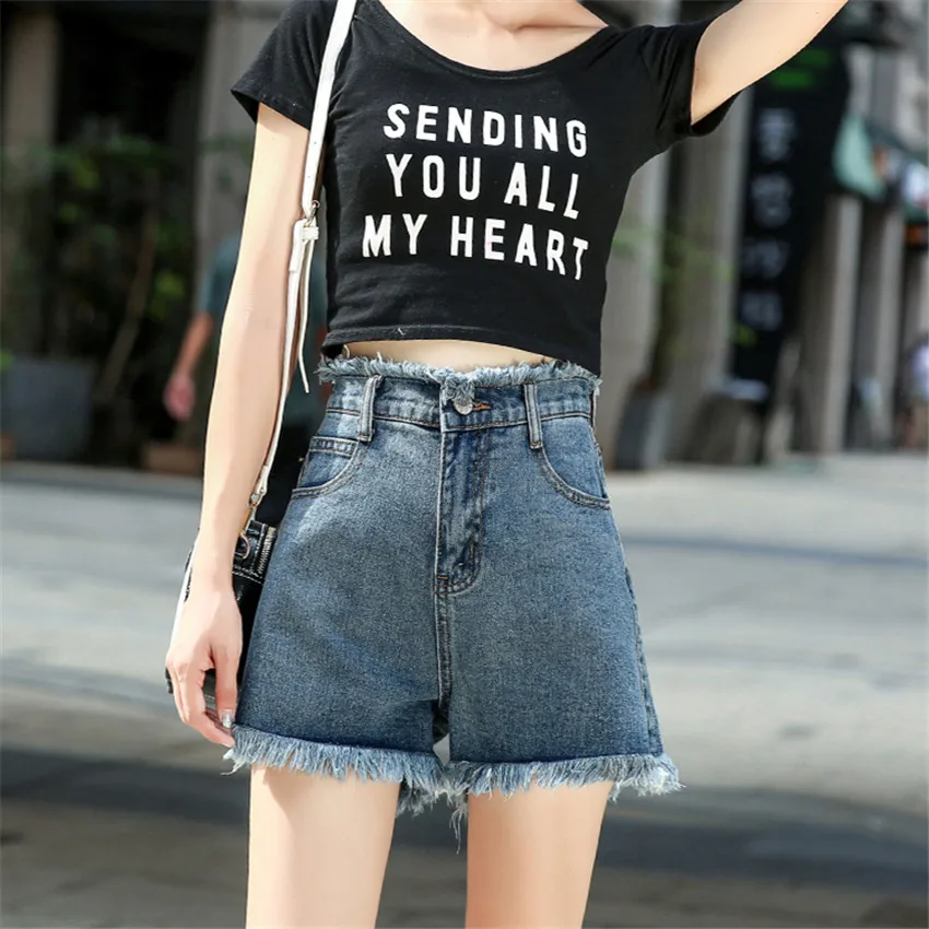 New Fashion Vintage Summer Jeans Shorts Student A-line Hole Women High Waist Denim Chic Girl Short Pants Hot WZ836 | Женская одежда