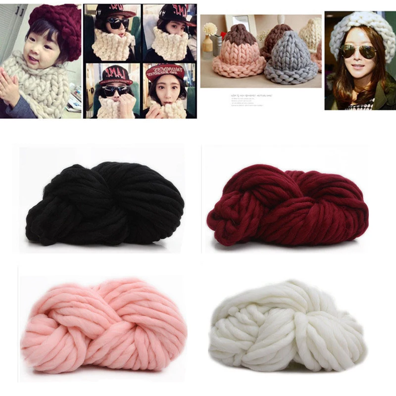 Модные DY ручной Вязание Одеяло Шапки очень толстом массивном Пряжа ровинг