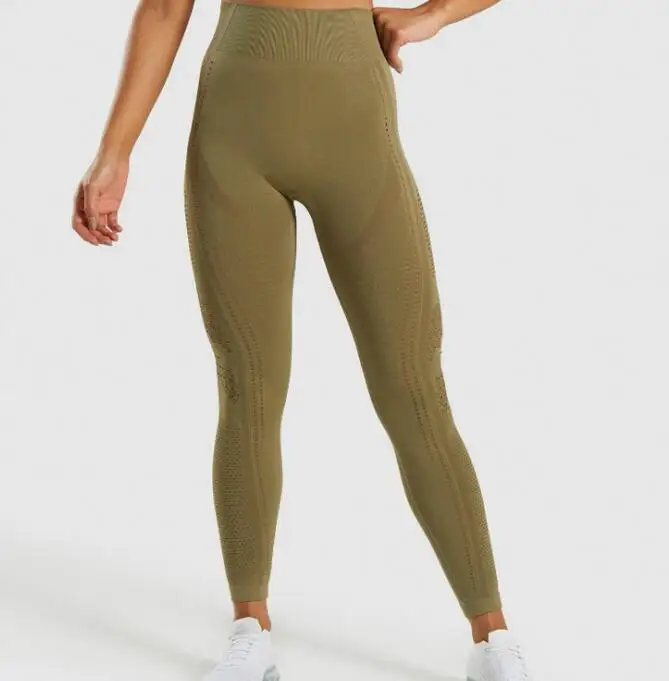 Green leggings C 3 стиля, женские сетчатые Бесшовные Леггинсы для йоги, уплотненные обтягивающие штаны с высокой талией, спортивные штаны для бега, фитнеса, тренировки, штаны - Цвет: Green leggings C