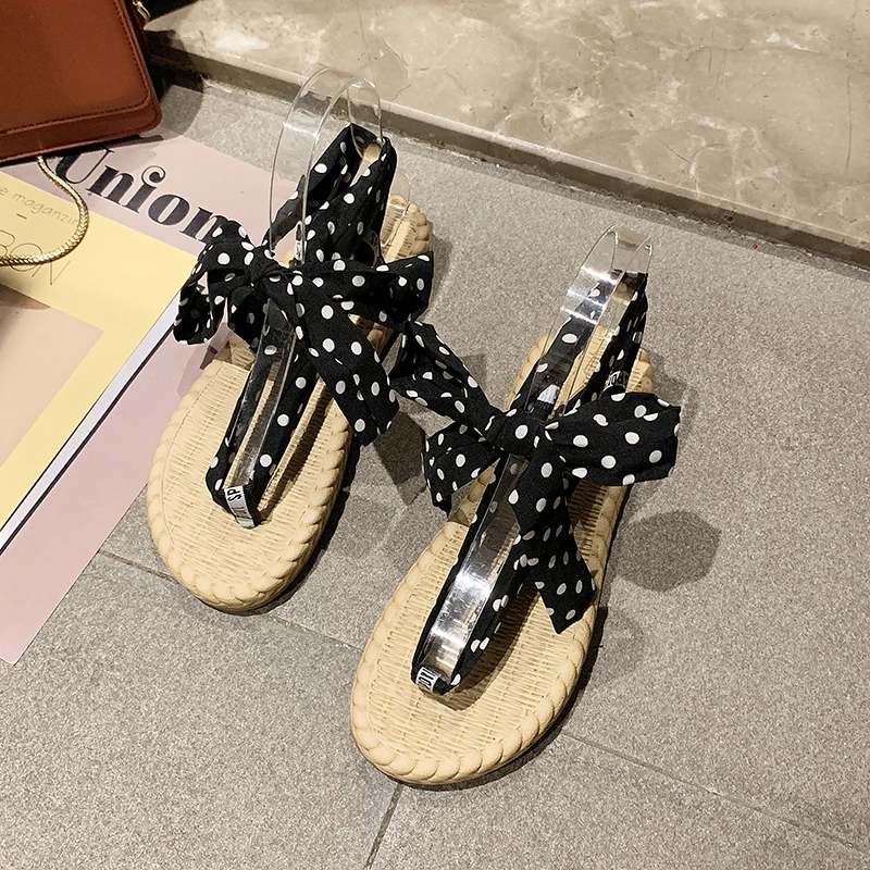 Летние женские Вьетнамки с волнистыми ремешками на шнуровке брендовые милые