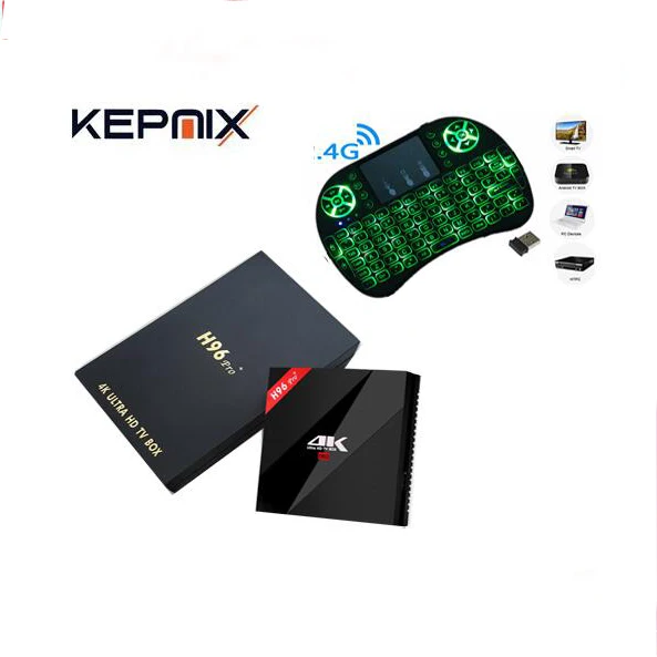 Android ТВ коробка H96 Pro Plus+ 1 шт. I8 клавиатура Amlogic S912 3 ГБ+ 32 Гб 4 ядра, 4 K, Wi-Fi, H.265 мини-приставка для телевизора коробка Декодер каналов кабельного телевидения