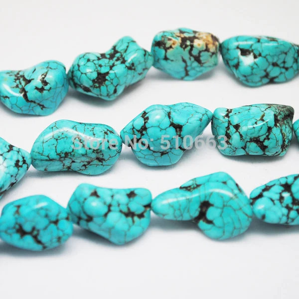 1 нить = 17 штук большие чипы из натурального синего howlite полудрагоценный камень