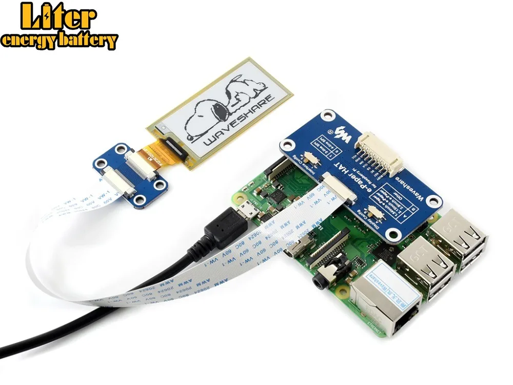 Waveshare 212x104 2 13 дюймовая Гибкая шляпа для E Ink display Raspberry Pi(2B/3B/Zero W). Два цвета: черный