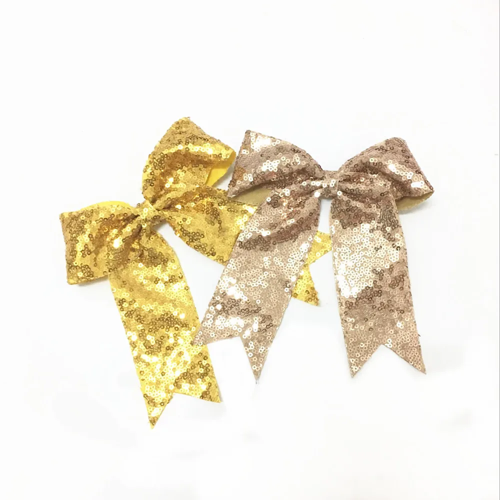 30 шт./лот 6''Sequin кожаный бант для чирлидинга девочек аксессуары волос ручной