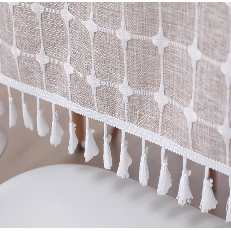 Cotton linen lace side tablecloth small plaid cloth gray Mika 2 color living room dining room decoration coffee table tablecloth