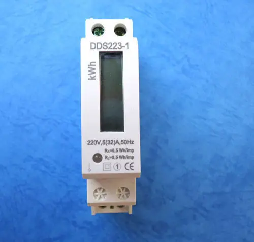 Цифровой ЖК-дисплей 230 В AC DIN Rail Электрический измеритель кг Ватт час кВтч DDS223 220 ЖК