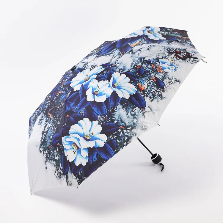 Складной зонт для влюбленных синий 100 см * 8 дюймов с 3D-принтом 3 складных зонта