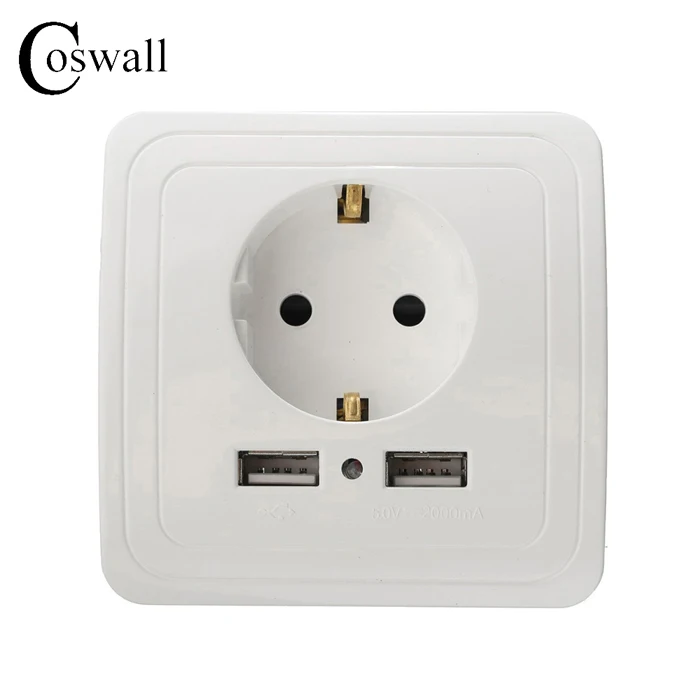 COSWALL USB розетка поп розетка с ЕС вилка 2A настенное зарядное устройство адаптер электрическое настенное зарядное устройство адаптер зарядка USB - Тип: White