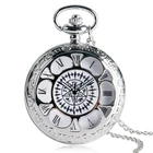 Карманные часы для мужчин и женщин, модные подарочные кварцевые наручные часы с кулоном в стиле аниме, с серебристым цветочным узором