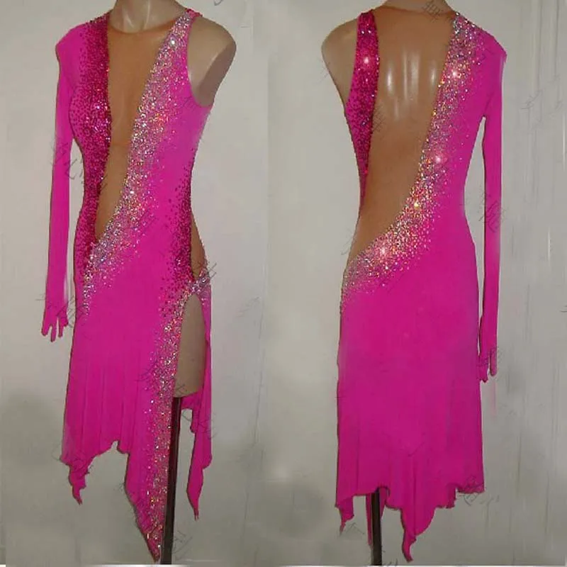 Женский костюм для латинских танцев розовый танго сальса 2019 | Тематическая
