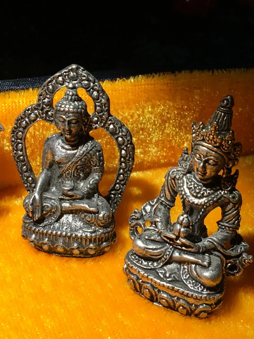 The latest style collection exquisite sculpture small inch Buddha alloy gilded silver bronze statue free shipping | Дом и сад