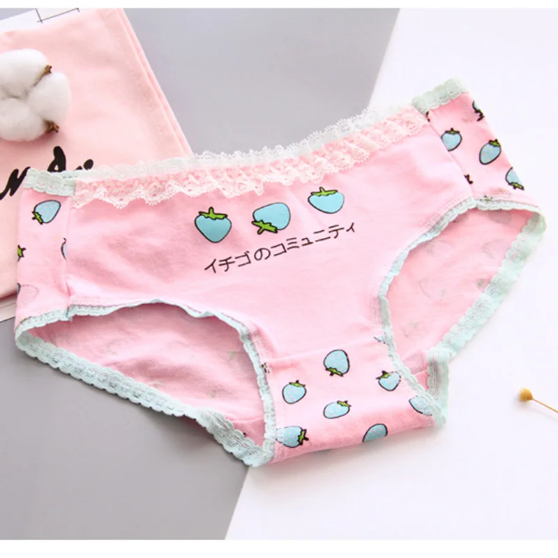 5 Styles Teenage girl Cotton Briefs Strawberry Print Underwear Ladies Lingerie Female Seamless Underpants Panty FZA0085 | Мать и ребенок - Фото №1