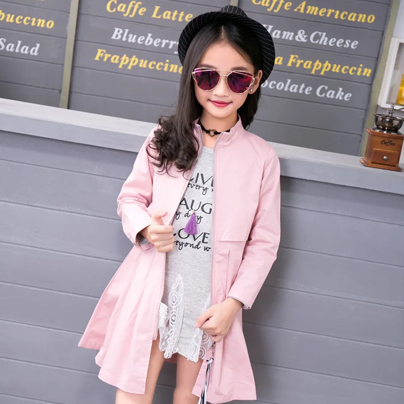 

Kids Trench For Girls 2018 New Spring/Autumn Trench Girls Jackets Outwear Windbreaker kids Jacket Teenager Clothes Plus Coat