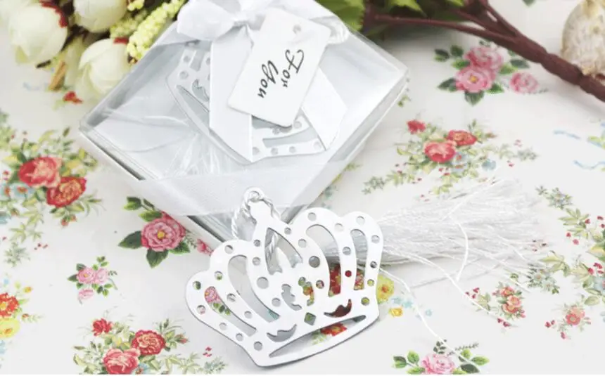 

20pcs Silver Plated Stainless Steel Crown Bookmark For Wedding Party Baby Shower Birthday Favor Gift