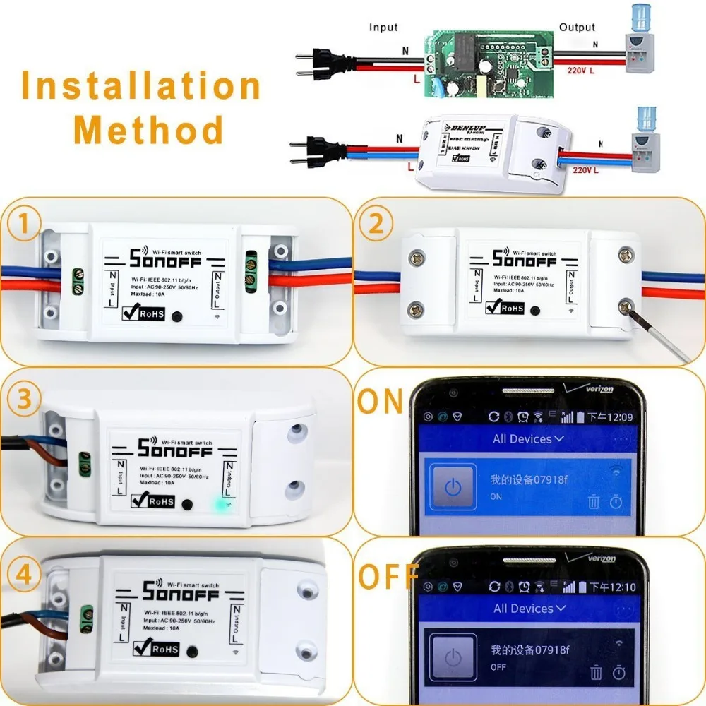 Sonoff WiFi Smart Switch Беспроводной удаленного Управление выключатель питания