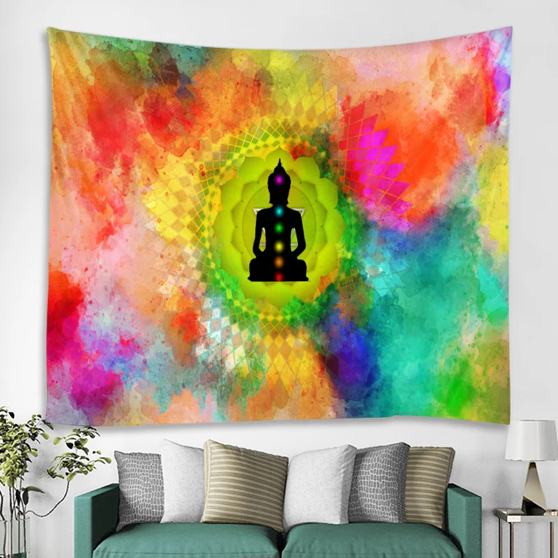 

Watercolor Starry Sky Decor Psychedelic Tapestry Wall Hanging Indian Mandala Tapestry Hippie Chakra Tapestries Boho Wall Cloth