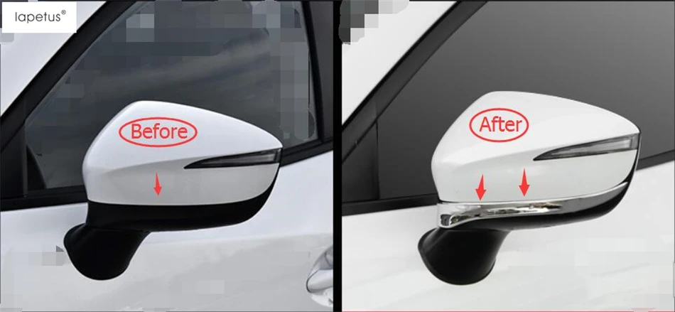

Lapetus Accessories For Mazda CX-3 CX3 2016 - 2021 Bright Outside Door Rearview Mirror Strip Molding Cover Kit Trim 2 Pcs
