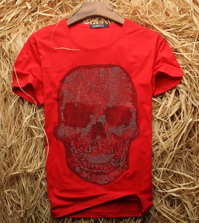 Мужская футболка из 100% хлопка с бриллиантами роскошный дизайн|Мужские футболки| |