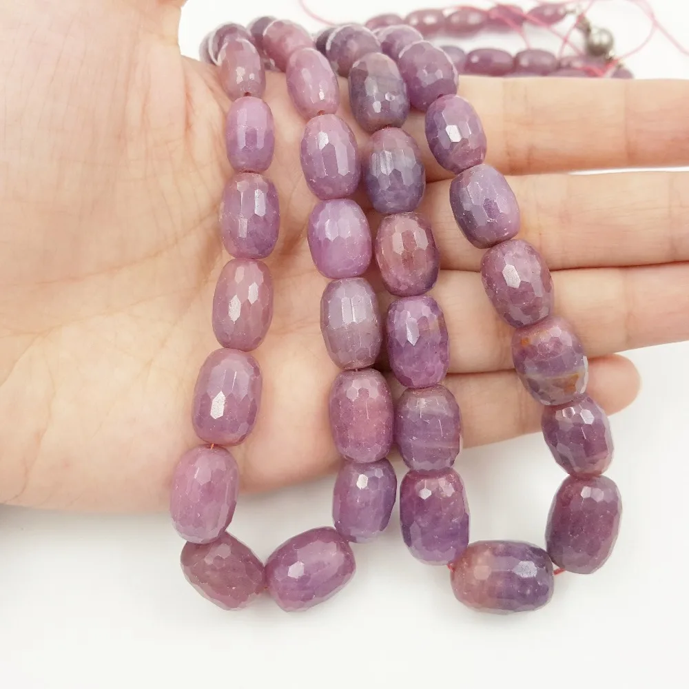 Lii Ji Natural Gemstone Ruby Drum Oval Shape Faceted beads Approx 5x10mm-12x15mm 38cm DIY Necklace Bracelet Making | Украшения и