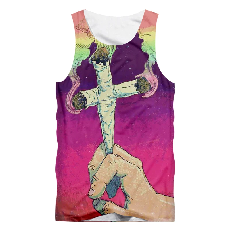 Cjlm Для мужчин Singlets летние топы 3D забавные печати сигарет крест Фиолетовый Tanktop мужской тренажерные залы Костюмы Повседневный жилет плюс Размеры 5XL