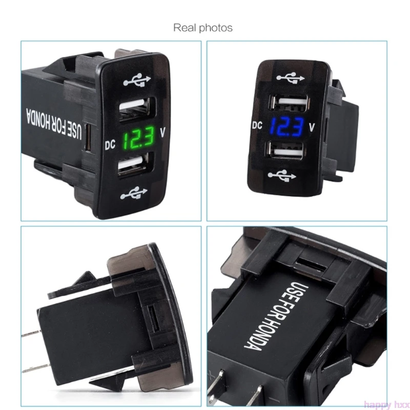 Автомобильное зарядное устройство с двойным USB разъемом DC 12V 24V цифровой