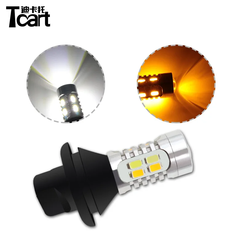 

Tcart 2Pcs Car LED Dual Color 7440 T20 WY21W DRL PY21W 1156 Turn Signal DRL Daytime Running Light Canbus Error Free