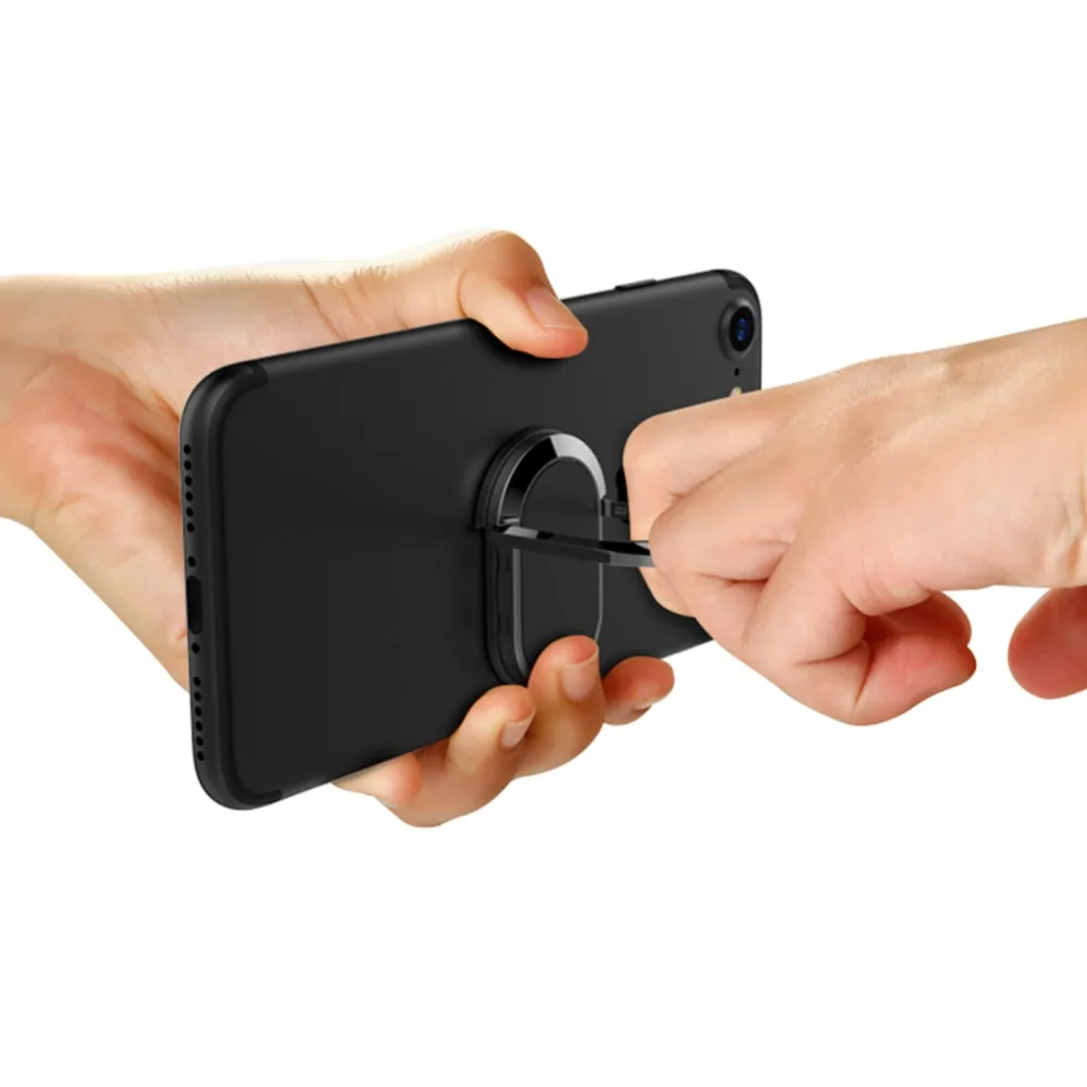 For iPhone 8 7 Case 360 Degree Rotating Ring Kickstand Shockproof Can work with Magnetic Car Mount case |