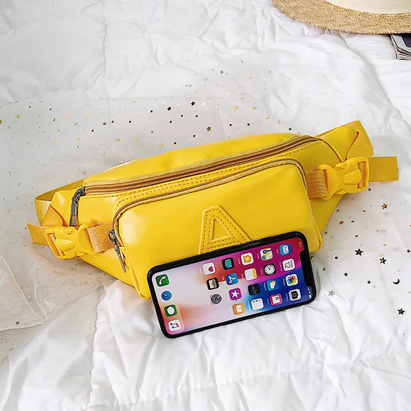 CCRXRQ Женщины PU Талия Сумки Дамы Письмо Грудь Сумка Новая Мода Fanny Pack противоугонные Женские Твердые Сумки На Ремне