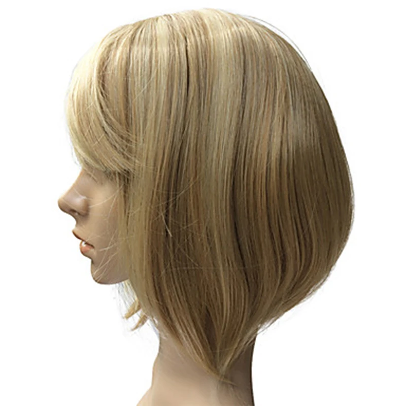 HAIRJOY женский парик из синтетических волос полная челка коричневый смешанный Короткий прямой парик Боб Прическа 3 цвета