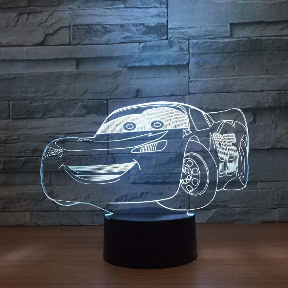 Новый супер автомобильный 3D ночник гоночный автомобиль светодиодная настольная