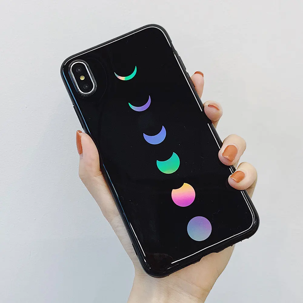 KISSCASE Laser Moon Eclipse чехол для iPhone XR XS Max X 7 8 закаленное стекло задняя крышка 6 6S Plus