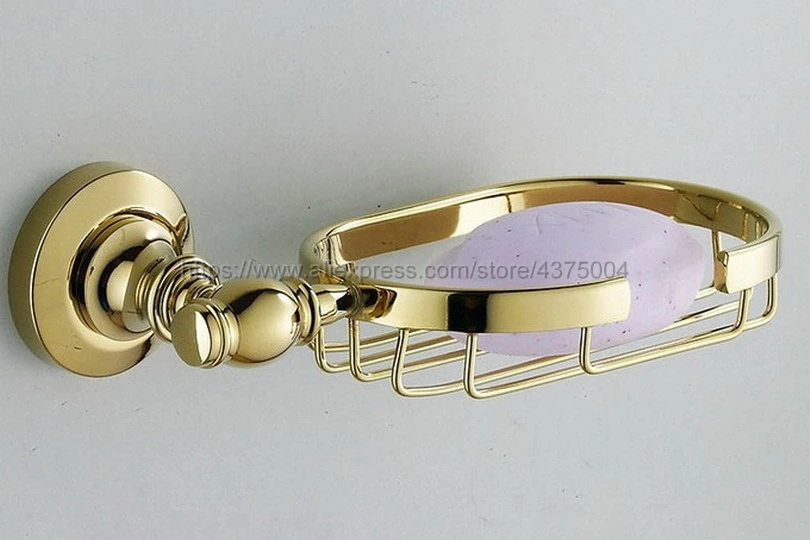 Мыльница латунная Золотая корзина для мыла настенный держатель аксессуары