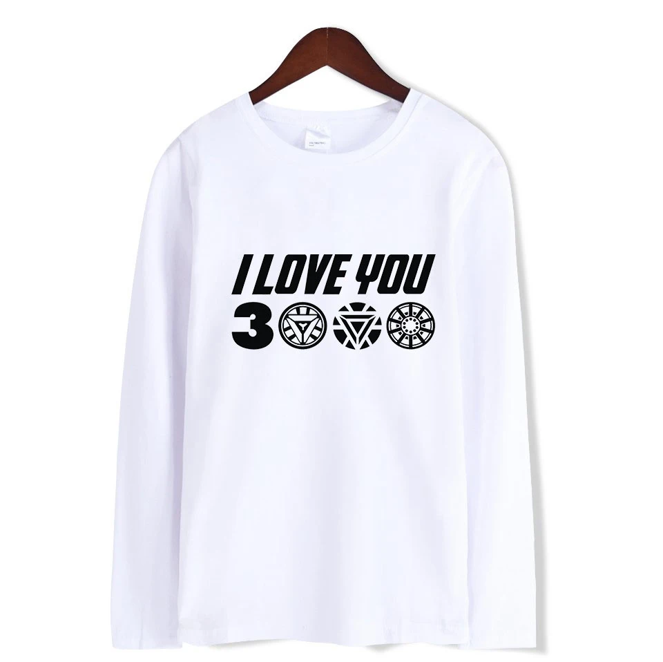 Женская/мужская футболка с принтом I love you Повседневная длинным рукавом Новое