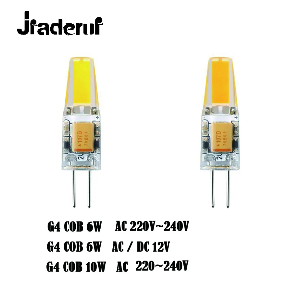 Jiaderui G4 Светодиодные лампы COB 12 В AC DC 6 Вт 220 10 Хрустальные светодиодные Lampara Bombilla