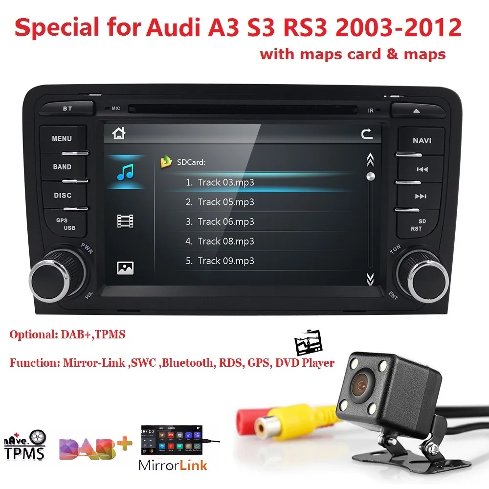 7 &quotсенсорный экран автомобиля CD DVD плеер стерео радио GPS Навигация Audi A3 S3 SWC RDS DVBT