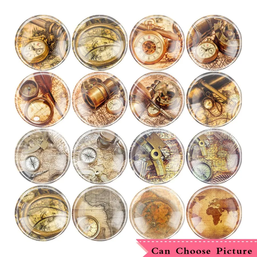 Стеклянная морская карта 6 размеров ручная работа компас круглая камея с плоской