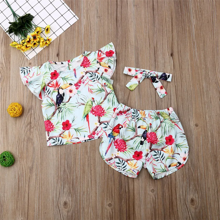 Комплект из 3 предметов летняя одежда для маленьких девочек детский комбинезон с