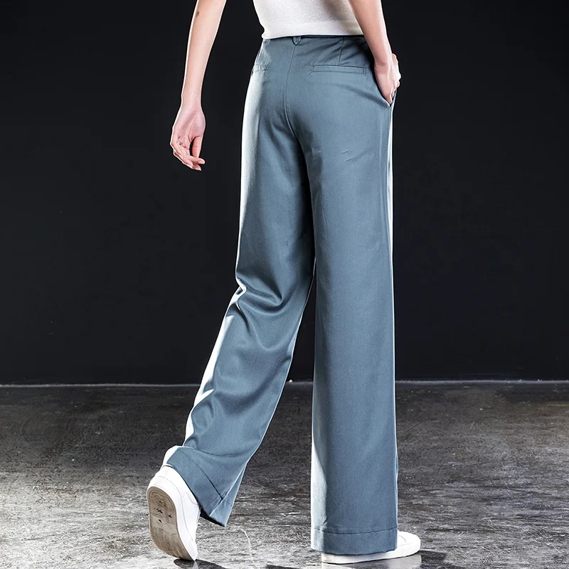 Cyan Microfiber Women Wide Leg Pants 2019 High Waist Zipper Fly Solid Straight Ladies Trousers best 4XL 5XL 6XL Summer | Женская одежда