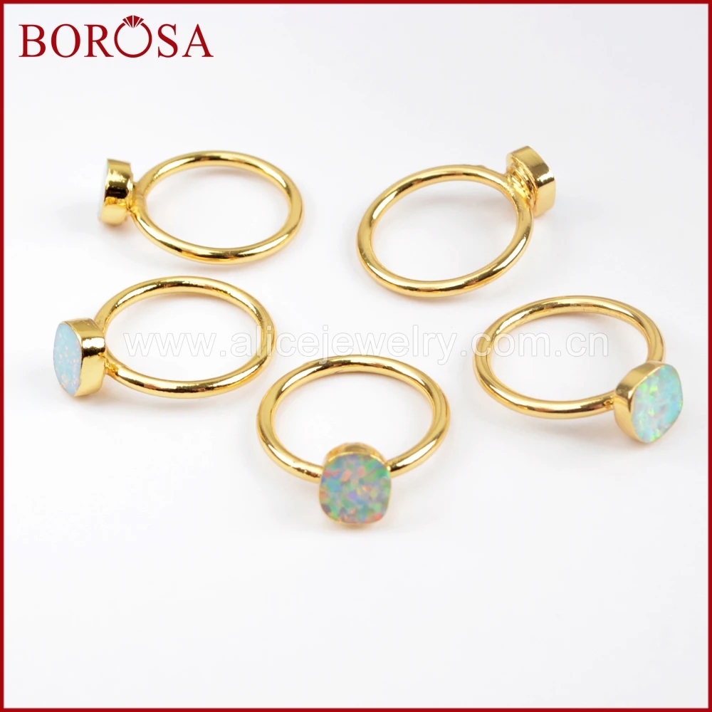 BOROSA 5/10 шт опт Золото Цвет Новый произвольной формы белый японский опал кольца