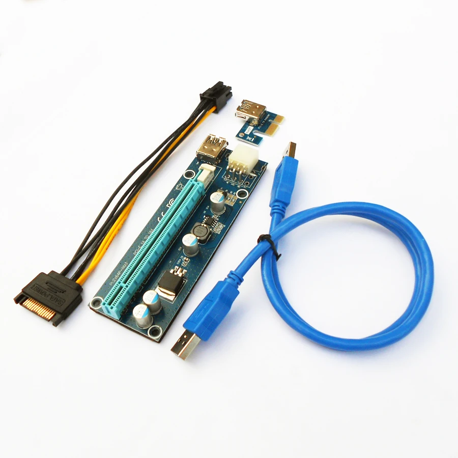 VER 006C PCI E стояки карты 1x к 16x USB 3 0 кабель SATA 6Pin Мощность для БТД Шахтер машина
