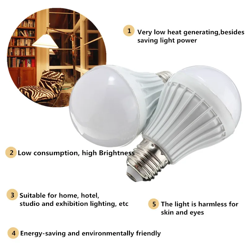 E27 12 Вт 18 SMD 5630 E27 5 Вт/7 Вт/9 Вт светодиодный движения PIR пластиковый Датчик авто энергосберегающий шариковый светильник лампа инфракрасная 220-240 В