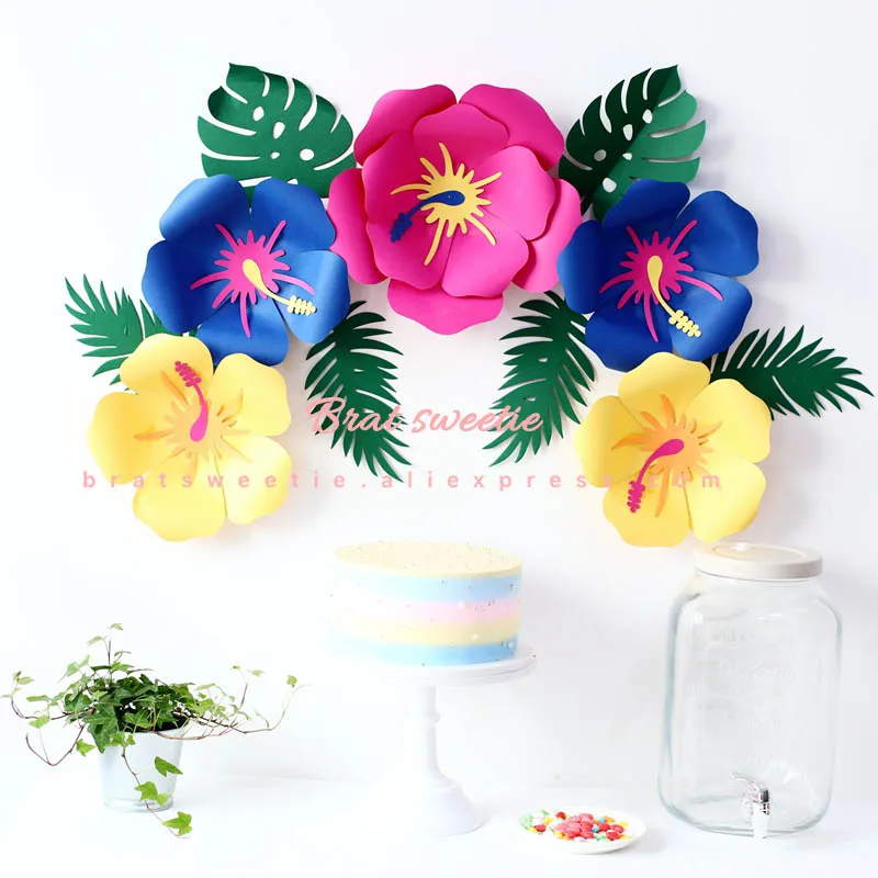 Kitty Party DIY Fake Paper Flower Artificial Flowers Set for Rabbit Cat Flamingo Birthday Wall Wedding Decoration Party Supplies - Цвет: flamingo set 1