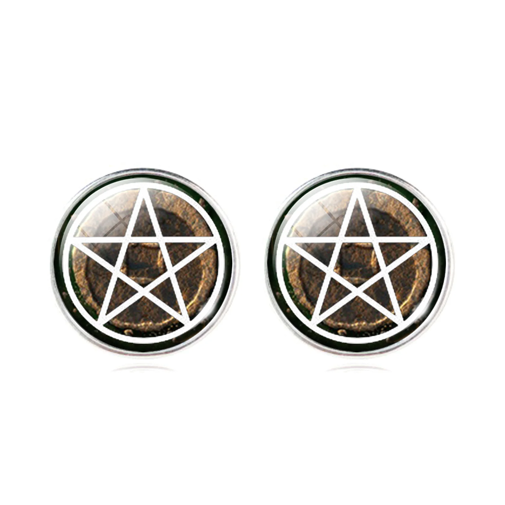 Серьги гвоздики Wiccan Magic Wicca в виде пятиконечной звезды Затемненные серьги